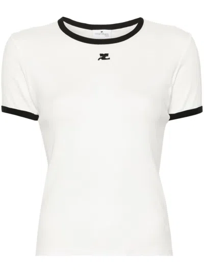 Courrèges Signature Contrast T-shirt In White