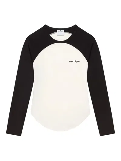 COURRÈGES LONG-SLEEVED CIRCLE CONTRAST T-SHIRT