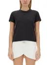 Courrèges Fitted Black Cotton Crew Neck T-shirt In Gray