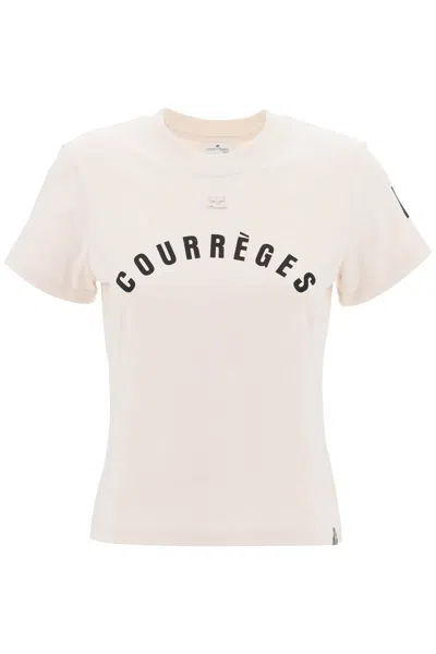 Courrèges T Shirt Ac Straight Con Stampa In Neutral