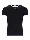 Courrèges Bumpy Embroidered Logo Ringer T-shirt In Black