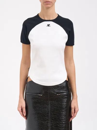 COURRÈGES COURREGÈS T-SHIRT CIRCLE CONTRAST