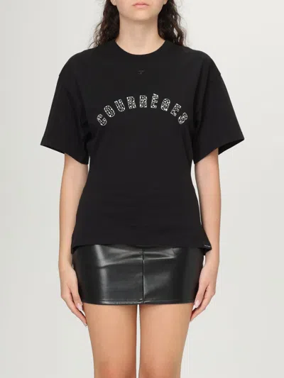 Courrèges Courreges Women Waisted Print Logo T-shirt In Black