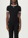 Courrèges Logo-embroidered Cotton T-shirt With Tipping In Black