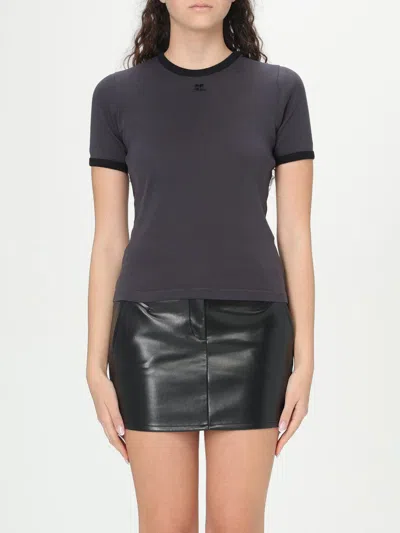 Courrèges T-shirt  Woman Color Black 2 In Denim/black