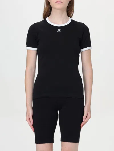 COURRÈGES T-SHIRT COURRÈGES WOMAN COLOR BLACK,F74043002