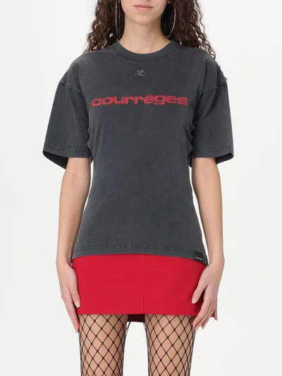 COURRÈGES T-SHIRT COURRÈGES WOMAN COLOR GREY,G58914020