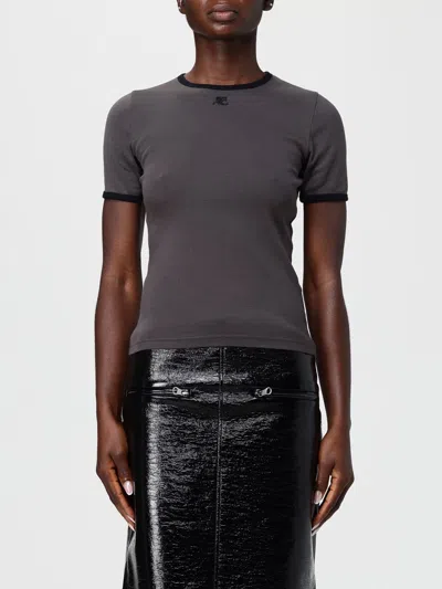 COURRÈGES T-SHIRT COURRÈGES WOMAN COLOR GREY,H43779020