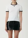 Courrèges Fitted White T-shirt With Contrasting Ribbed Trim In White