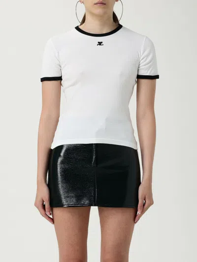 COURRÈGES T-SHIRT COURRÈGES WOMAN COLOR WHITE,H20097001