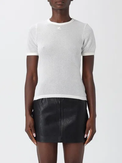 Courrèges Reedition Knit Short Sleeve Jumper In White