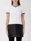 Courrèges Cotton T-shirt With Contrasting Logo Trim Courreges In White
