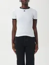 Courrèges Cotton T-shirt With Contrasting Logo Trim In White