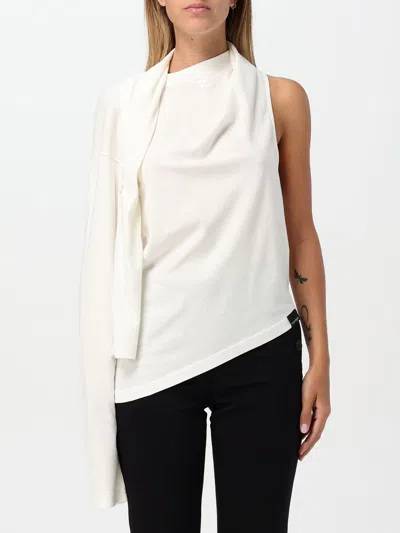 Courrèges Cotton Sleeveless Top Asymmetric Design In Weiss