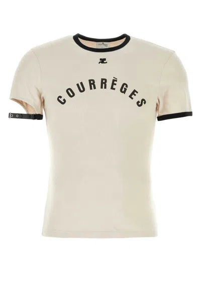 Courrèges 扣环细节logo印花t恤 In Gray
