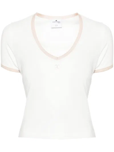 Courrèges T Shirt Mm In White Eritage Sand