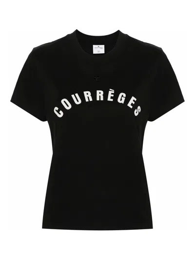 Courrèges Ac Straight Cotton T-shirt In Black