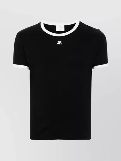 COURRÈGES COTTON JERSEY LOGO EMBROIDERED SHORT SLEEVE T-SHIRT