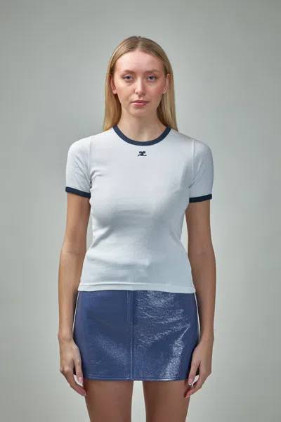 Courrèges T-shirt Signature Contrast In White