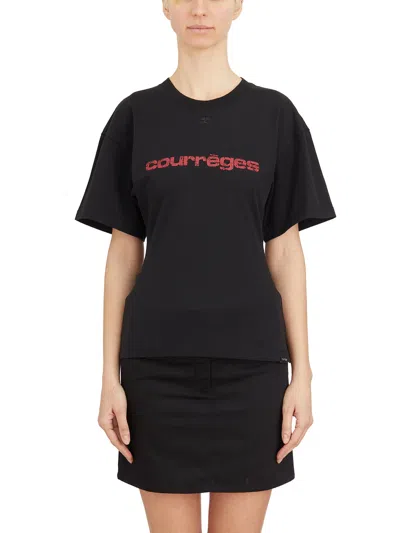 COURRÈGES COURREGÈS T-SHIRT WAISTED PRINTED