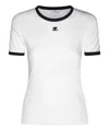 Courrèges Cotton T-shirt With Contrasting Logo Trim In White
