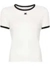 Courrèges Courreges Women Cotton T-shirt With Contrasting Profiles In Gray