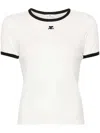 Courrèges Courreges Women Cotton T-shirt With Contrasting Profiles In White