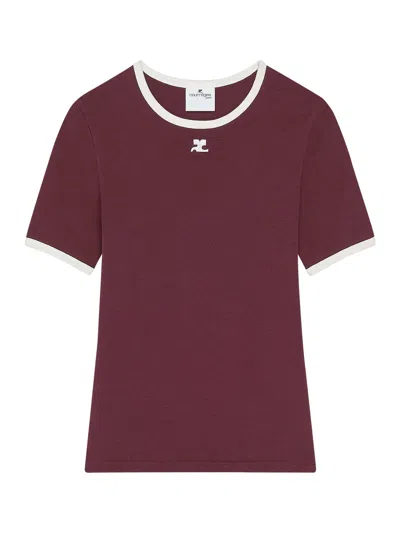 COURRÈGES T-SHIRT WITH CONTRASTING COTTON PROFILES