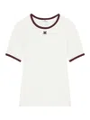 Courrèges Cotton T-shirt With Black Trim And Front Logo In White