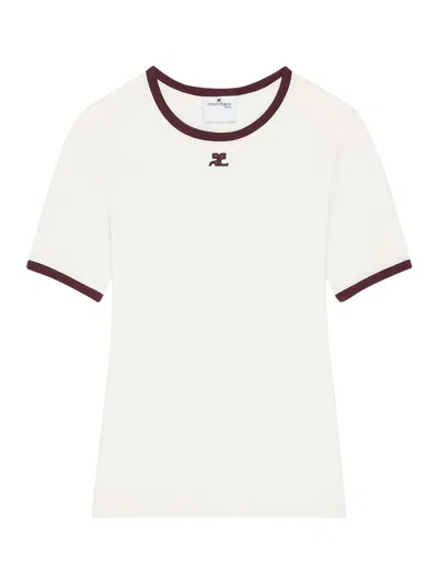 COURRÈGES T-SHIRT WITH CONTRASTING COTTON PROFILES