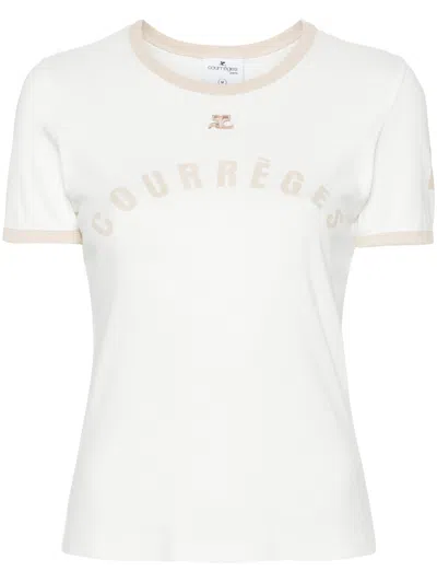 Courrèges T-shirt With Contrasting Edge In White