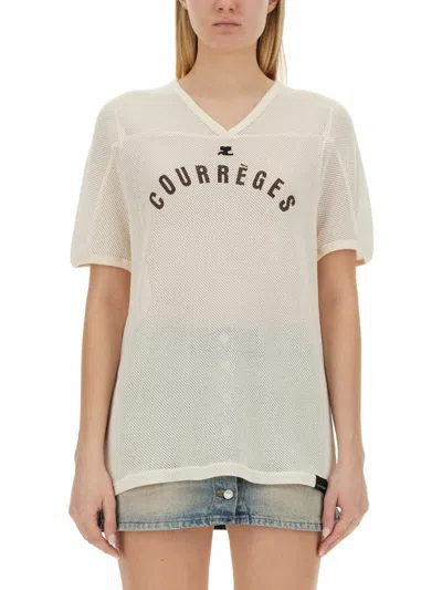 Courrèges T-shirt With Logo In White