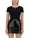 Courrèges Signature Contrast Cotton T-shirt In Black