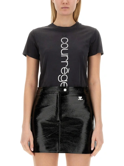 Courrèges T-shirt With Logo In Black