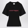 Courrèges Flared Sleeves Fitted Printed T-shirt In Black