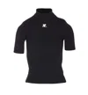 Courrèges Reedition Short Sleeves Rib Knit Sweater In Black