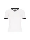 Courrèges Cotton T-shirt With Contrasting Logo Trim In White