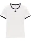 Courrèges Cotton T-shirt With Contrasting Logo Trim In White