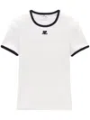 Courrèges Cotton T-shirt With Contrasting Logo Trim In White