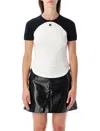 Courrèges Circle Contras T-shirt Woman Black And White In White