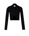 Courrèges Twist Light Wool Cropped Polo In Black