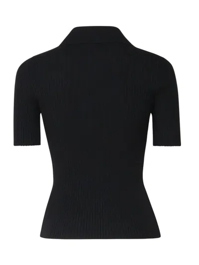 Courrèges Short-sleeved Ribbed Polo In Black