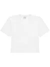 Courrèges Cropped V Neck T-shirt In Heritage White