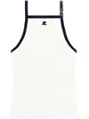 Courrèges Sleeveless Top With Adjustable Straps And Contrast Trim In Heritage White/black