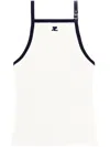 Courrèges Sleeveless Top With Adjustable Straps And Contrast Trim In Heritage White/black