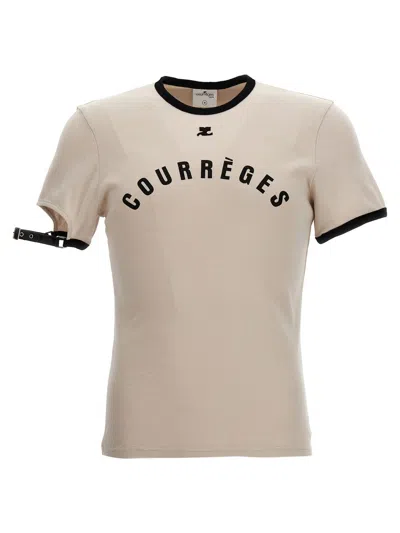 Courrèges Logo Print T-shirt In White