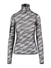 Courrèges Intricately Designed Sheer Lace Top With High Neckline In Multi