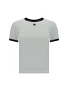 Courrèges Fitted White T-shirt With Contrasting Ribbed Trim In White