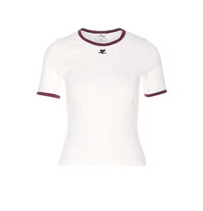 Courrèges Signature Contrast T-shirt In White