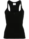 Courrèges Courreges Black Racerback Tank Top With Logo Patch In Black